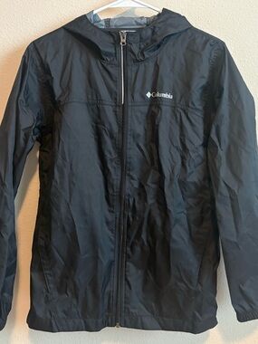 Columbia Black Hooded Packable Windbreaker